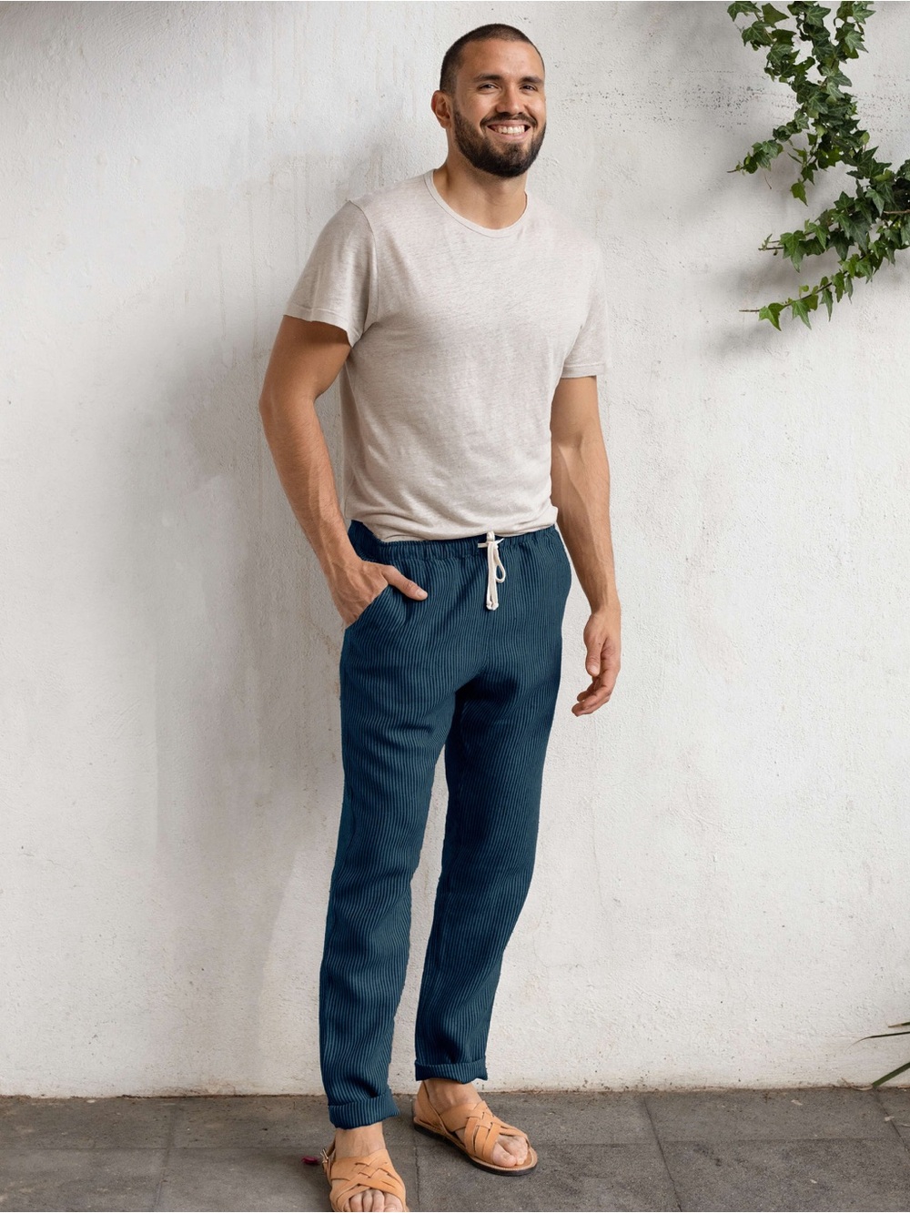 NWT Alex Crane Bo Linen Men’s Drawstring Pants Size Medium